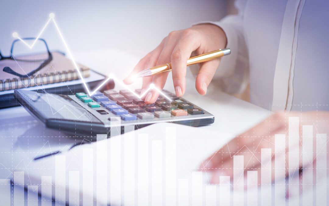 accountant calculating profit with financial analysis graphs